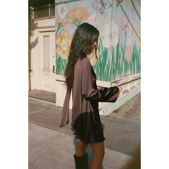 ZARA SATIN DRESS WITH FOULARD - Picture 3 of 5